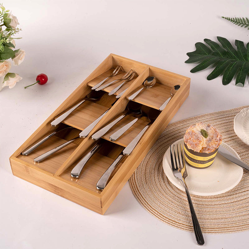 Bamboo Wood Utensil Organizer for Kitchen Drawer