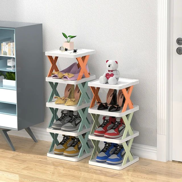 Stackable Shoe Storage Shelves in X Shape