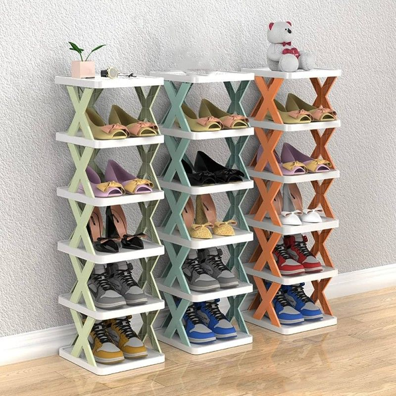 Stackable Shoe Storage Shelves in X Shape