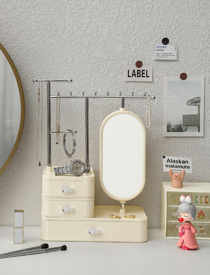 Jewelry and Cosmetic Storage with Mirror Organizer