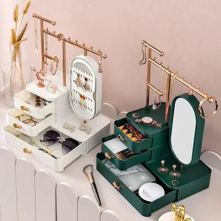 Jewelry and Cosmetic Storage with Mirror Organizer