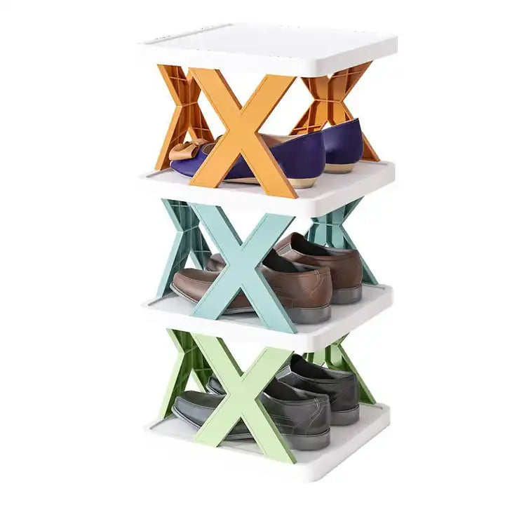 Stackable Shoe Storage Shelves in X Shape