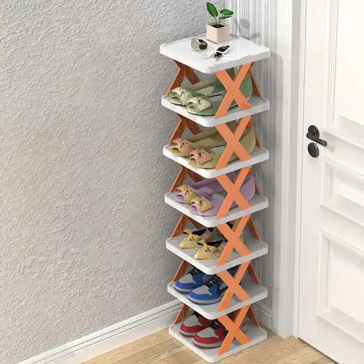 Stackable Shoe Storage Shelves in X Shape