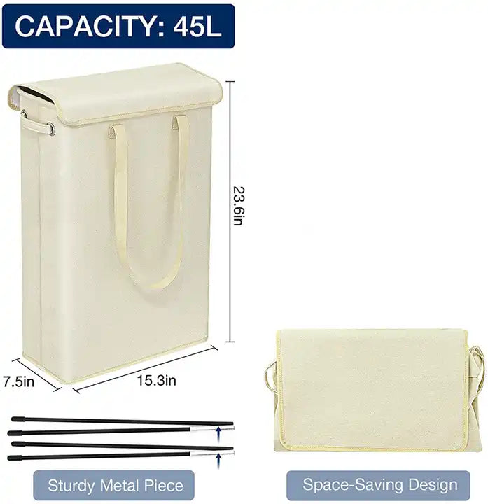 Narrow Hamper with Waterproof Lining