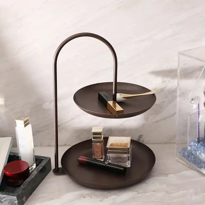 Double Layer Metal Rack for Cosmetics and Jewelry