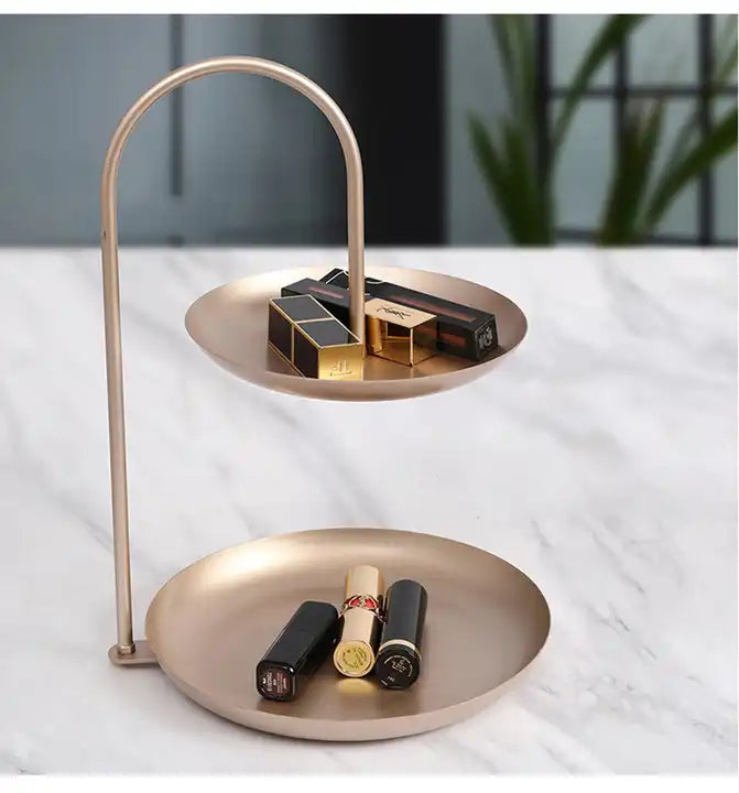 Double Layer Metal Rack for Cosmetics and Jewelry