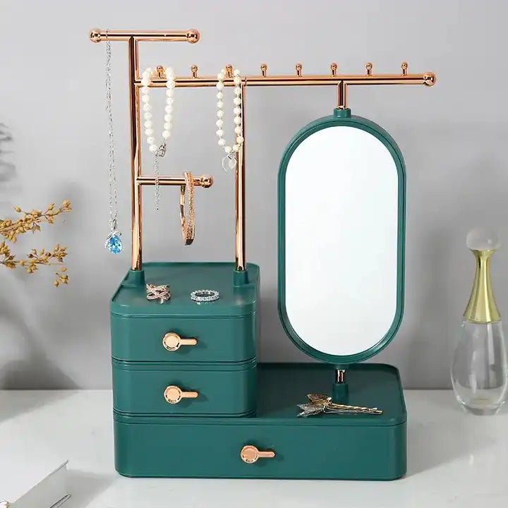 Jewelry and Cosmetic Storage with Mirror Organizer