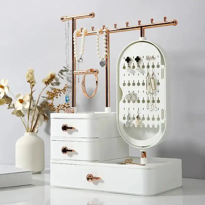 Jewelry and Cosmetic Storage with Mirror Organizer