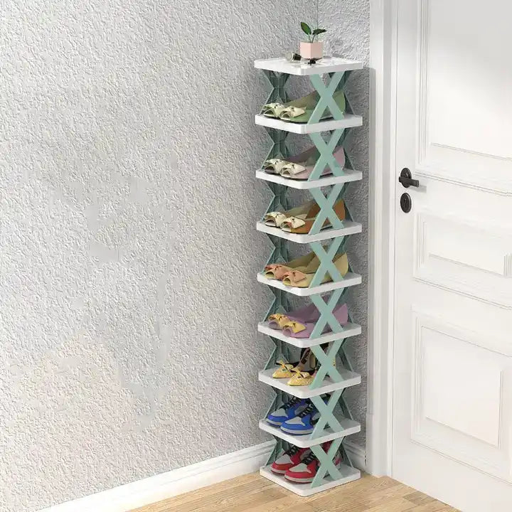 Stackable Shoe Storage Shelves in X Shape